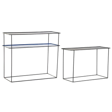 Set of furniture DKD Home Decor Blue Black 70 x 27 x 45 cm 40 x 27 x 45 cm 80 x 27 x 65 cm 80 x 27,5 x 65 cm