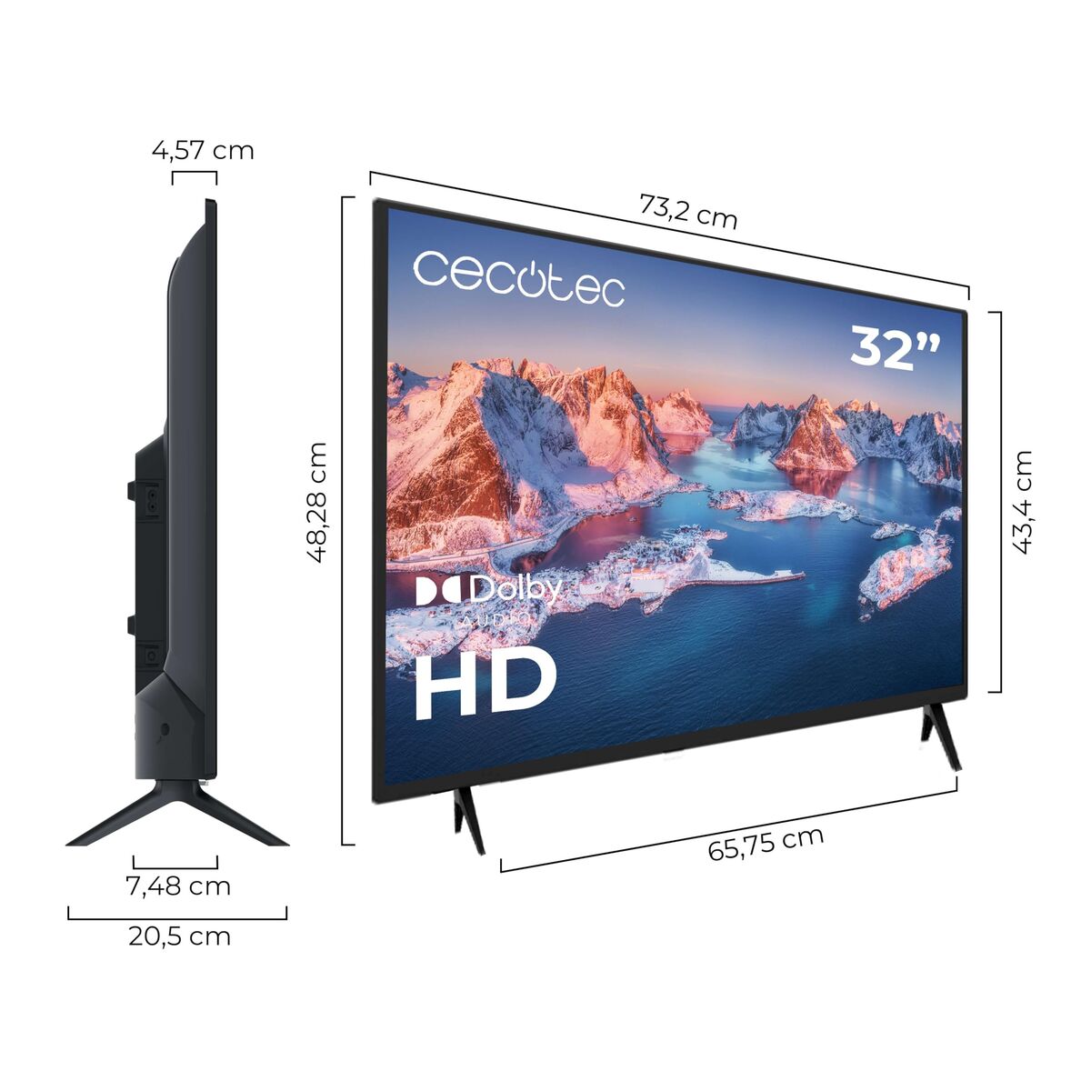 Cecotec Smart Tv 32" Hd Led 0 Series 0032S Flat Screen Dvb-T2 Hdmi Usb Black