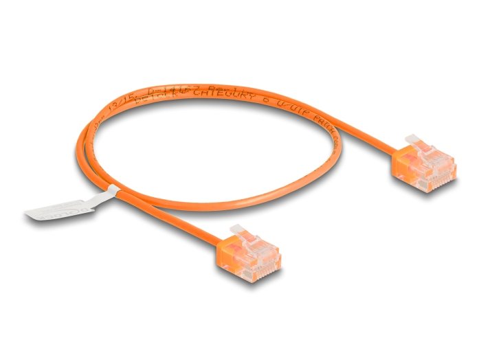 Delock RJ45 Network Cable CAT.6 UTP Ultra Slim 0,5M Orange With Kurzen Machon