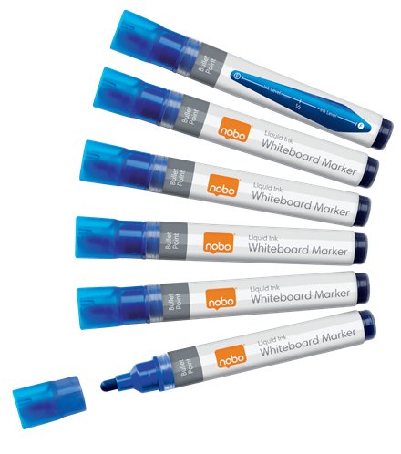 Nobo Box Of 10 Markers Whiteboard White - Punta Redonda 3MM - Ink Liquida - Level Ink - Colour Blue — image 1