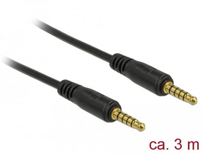 Delock 85698 Cable Connector Stereo 3,5MM 5 Pines, Male a Male 3M Black — image 1