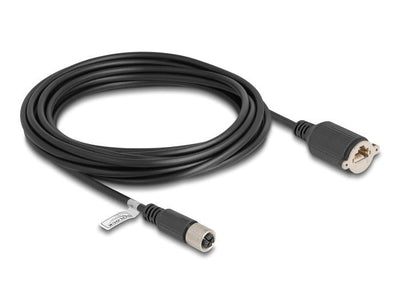 Delock M12 Cable X-kodiert 8 Pin Female a RJ45 Female CAT.6A S/FTP 5M Black — image 1