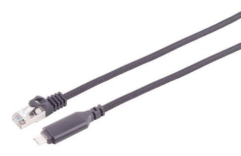 S-impuls USB-C LAN Cable Adapter 1G, RJ45, Alu, Black 15M