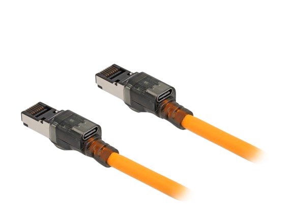 Delock 80405 Network Cable RJ45 With Función Buscador Port USB Type-c™ Self Tracing CAT.6A S/FTP 1M Orange