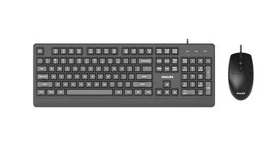 Philips Keyboard And Mouse SPT6247B USB Cable 2.0 1200 DPI Atajos Multimedia Black Ergonomico — image 1