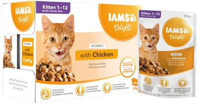 Comida Húmeda Gatos Iams Delights Kitten Chicken In Gravy 12 X 85G — image 1