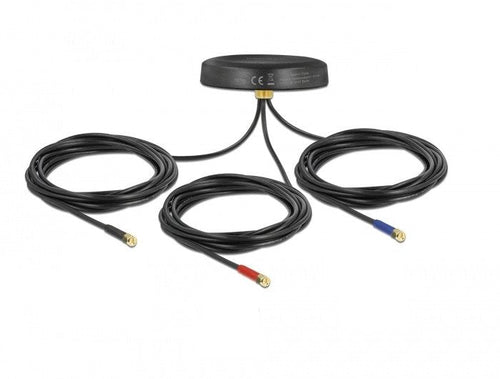 Delock Multiband LTE Umts Gsm Gnss Antenna 3XSMA Connector Male Omnidirektional Assembly Tejado Black Outdoor — image 1