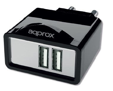 Approx Charger Wall Appuats 5V/2.1A 2x USB 6 Connectors Funcion Stand Black — image 1