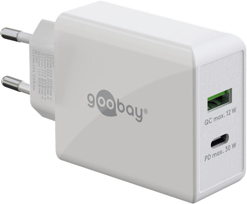 Goobay 61674 Fast Charger Dual USB-C Pd (30W), White