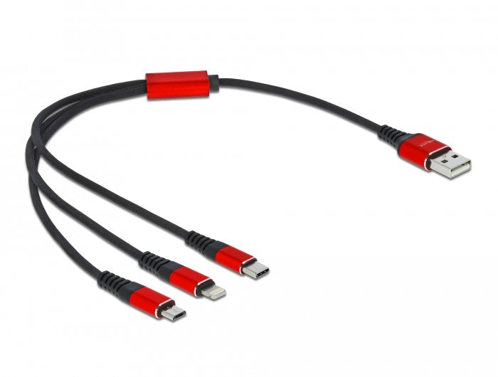Delock Cable Charging USB 3 1 Type a Lightning ™ / 2 X USB Type-c ™ 0.30M