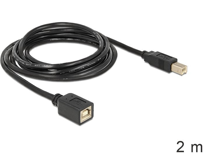 Delock Cable Extensión USB 2.0 B Male B Female 2M