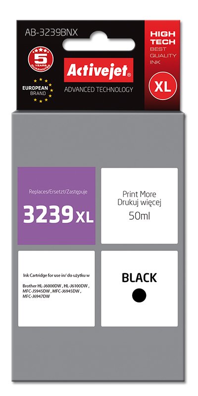 Activejet Ink AB-3239BNX (reemplazo Brother LC3239XL, Supreme, 50ML, Black — image 1