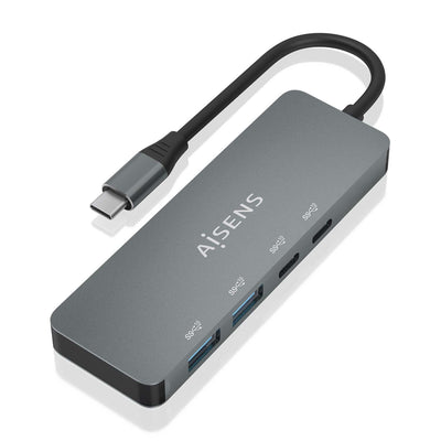 Aisens Hub USB 3.2 GEN2 10G Usb-c, USB-C/M-2x USB-C/H-2x USB-A/H, Grey 15CM — image 1