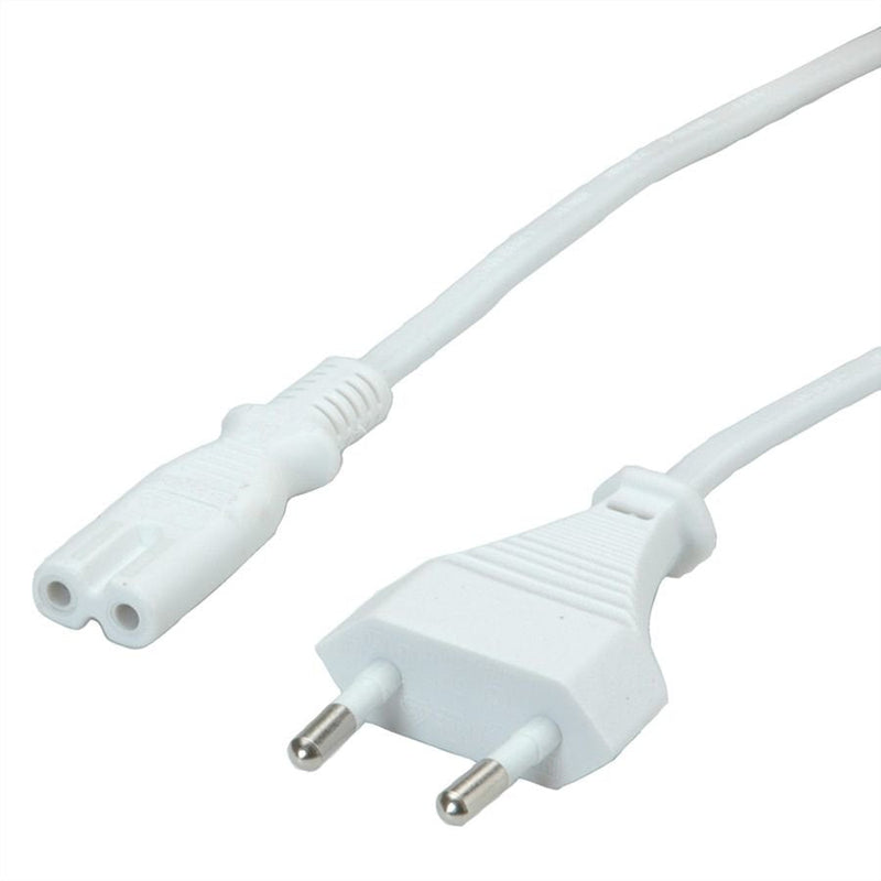 Cable Power 1,8M. Connector Europlug - IEC320-C7 Blan