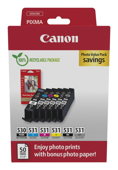 Canon Ink 6117C004 / PGI-530/CLI-531 Multipack Bk, C, M, And, Gy — image 1