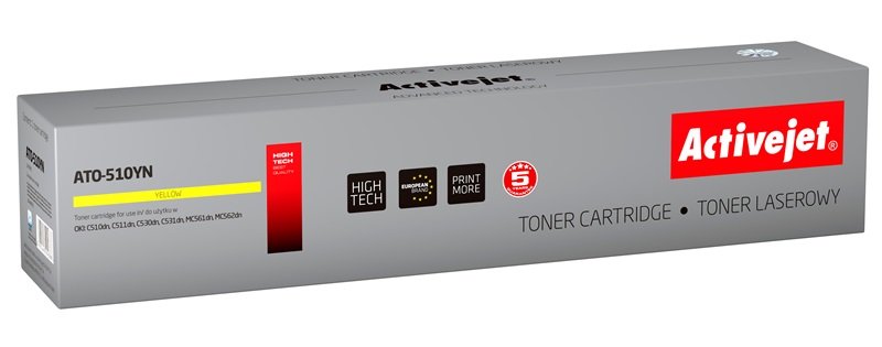 Activejet Toner ATO-510YN (reemplazo Oki 44469722 - Supreme - 5,000 Páginas - Yellow