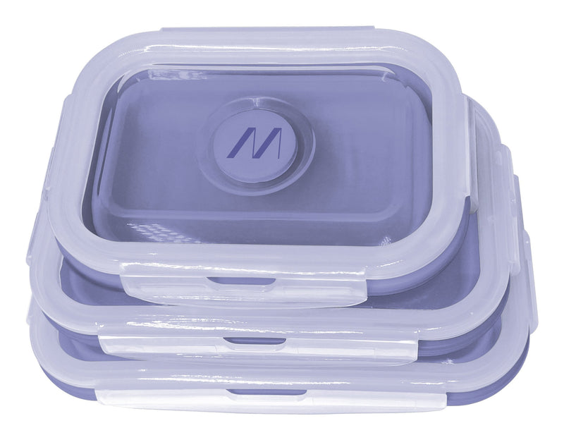 Muitomas, Set Of Lunch Box Foldable Silicone Alimentos, 3 Tamaños, Colour Purple