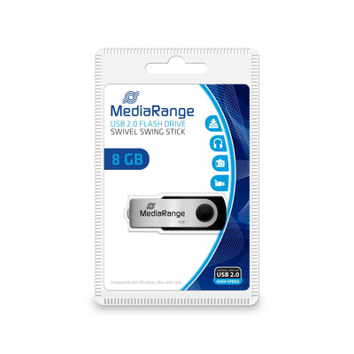 Mediarange USB Flash Drive MR908 8GB USB Type-a / Micro-USB 2.0 Black Silver — image 1