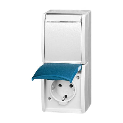 Busch Jaeger - Ocean - Socket Power Cover Abatible Campo Rotulación 2-VÍAS - Ap Grey Blue Verdoso* — image 1