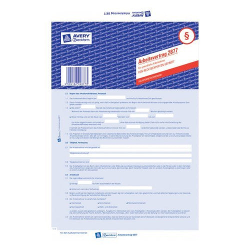 Avery Zweckform Arbeitsvertrag - A4 (210 X — image 1