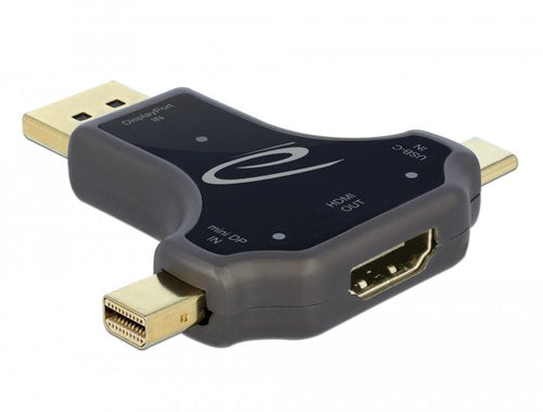 Delock 3 In 1 Monitor Adapter With Usb-c™ DisplayPort Mini DisplayPort Input a HDMI Output With 4K 60 HZ — image 1