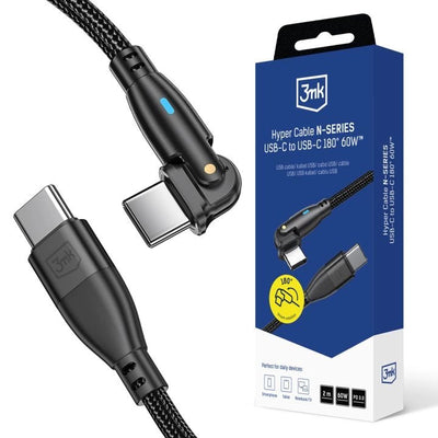 3MK Cable Hyper N-series C To C 2M PD 3.0 20V 3A 60W Black - Swivel — image 1