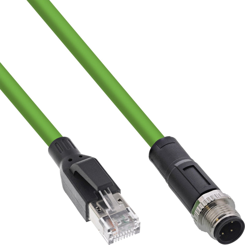 Inline® Industrial Network Cable M12 4-PIN D-coded Male Plug a RJ45, Pur 15M