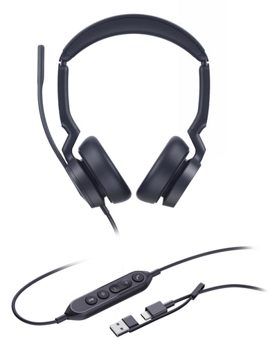 Yealink Headphones UH46 Dual, Black Variante Uc, Port USB-C And Usb-a, Double Light Ocupado 1308183 — image 1