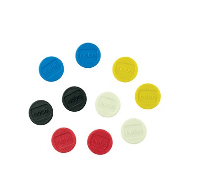 Nobo Pack 10 Imanes Magneticos Whiteboard White - 24MM - Colours Surtidos