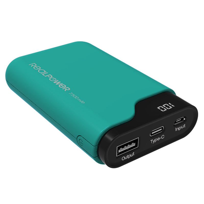 Realpower Powerbank Green Type-c 7500