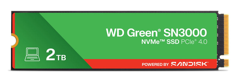 Western Digital SSD Green 2TB M.2 PCIE GEN4 NVMe Write Speed 4200 Mbytes/Sec Read Speed 5000 Mbytes/Sec 2.3MM