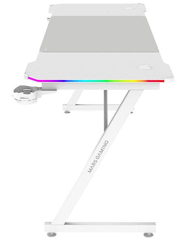 Mars Gaming Desk MGDX160RGBW Chasis Steel 160X60X75 Fibre Carbono RGB Controller Gestion Cables White — image 1