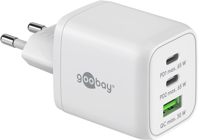 Goobay 64754, Charger 1x USB-A + 2x USB-C 65W White