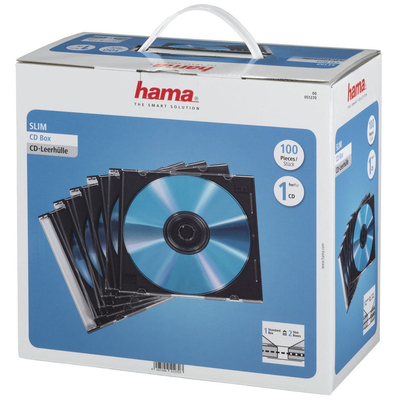 Hama 00051270 Case Slim Cd - Box Of 100 - Transparent And Black