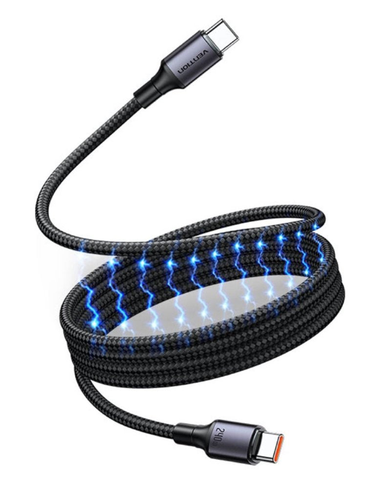 Vention Cable Magnetic USB 2.0 Type-c 5A Tsabf USB Type-c Male USB Type-c Male Up To 240W 480Mbps 1M Black