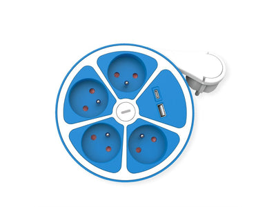 Roline 4-VÍAS Power Strip Plugs With Switch Round Ute Version Usb-charger a + C, Blue 3M — image 1