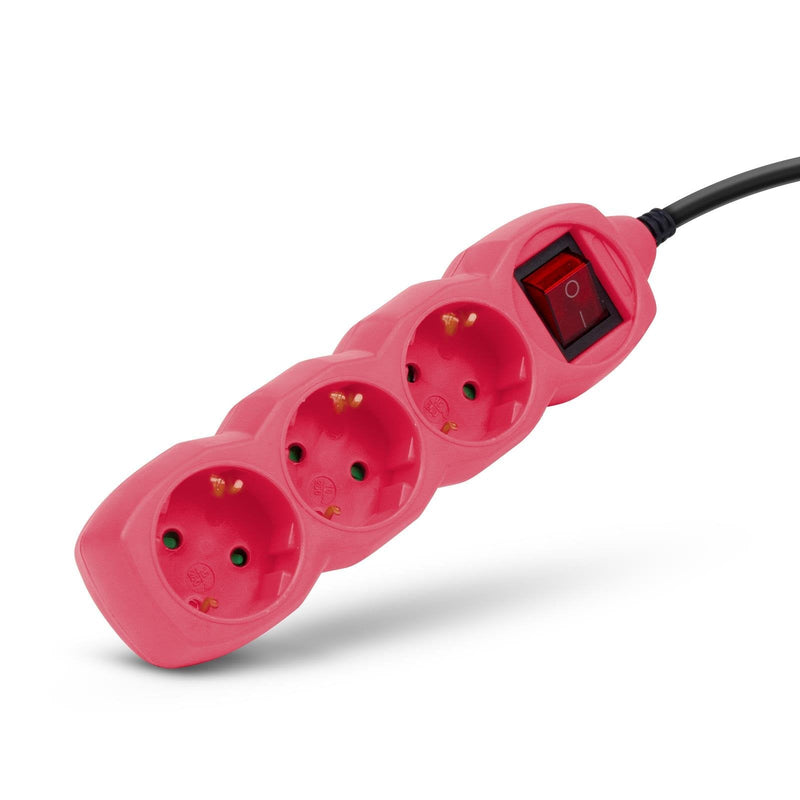 Entac Power Strip 3 Sockets With Switch Cable 1,5M, Pink
