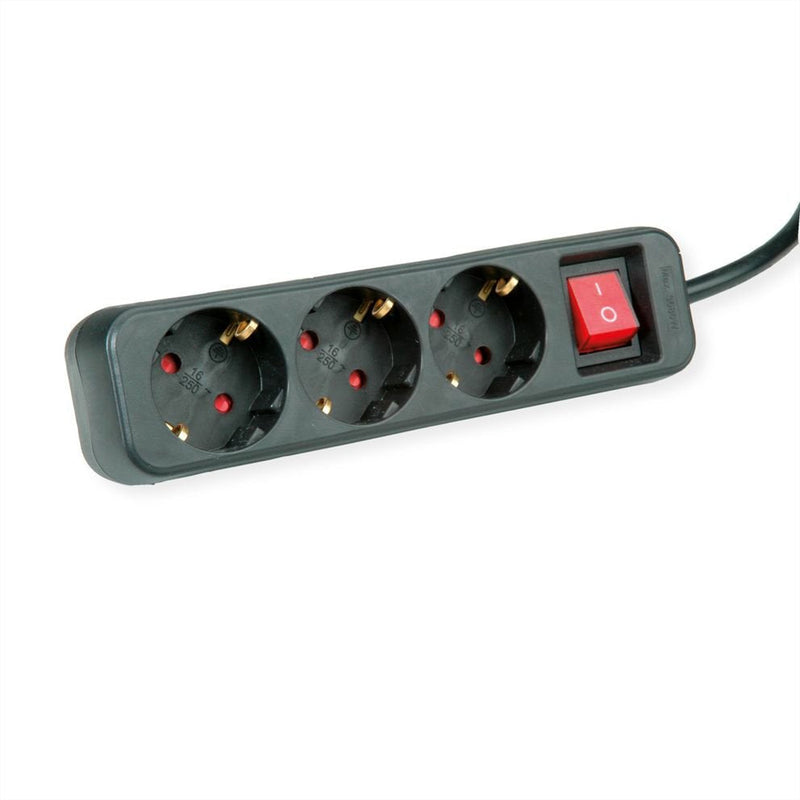 Roline 3-VÍAS Power Strip Plugs With Switch Black 6M