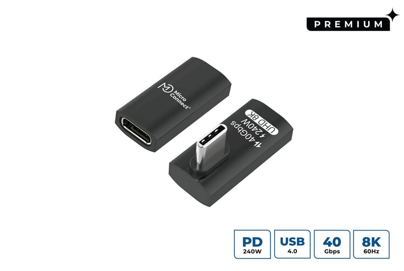 Premium USB4 Gen 3X2 USB-C Angeled Straight Adapter,