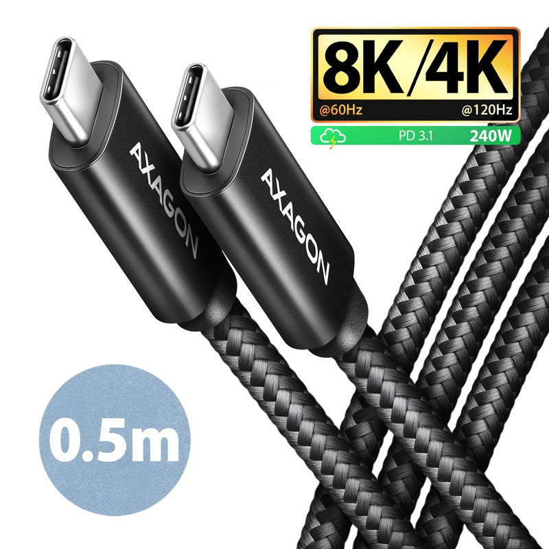 BUCM4X-CM05AB USB Cable -c - Usb-c, USB4 Gen 3X2 0.5M, Pd 240W, 8K Hd, Alu, Mesh Trenzada Black
