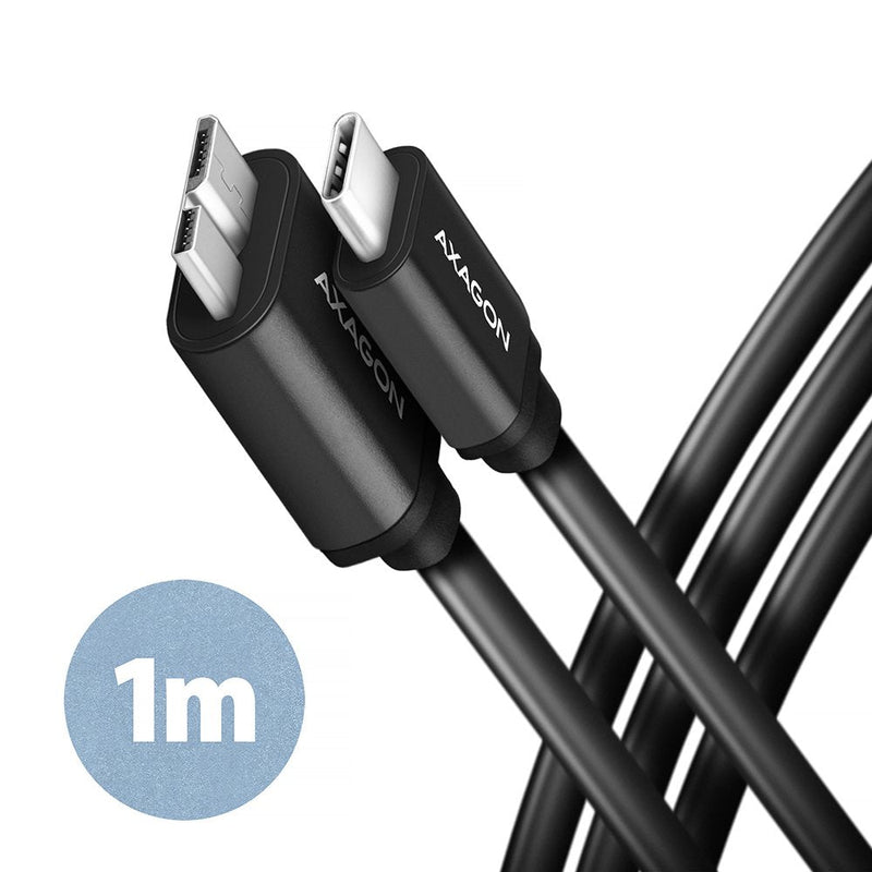 Axagon HMM3-CM10AB Cable Micro-b USB Auf USB-C 3.2 Gen 1, Black - 1M