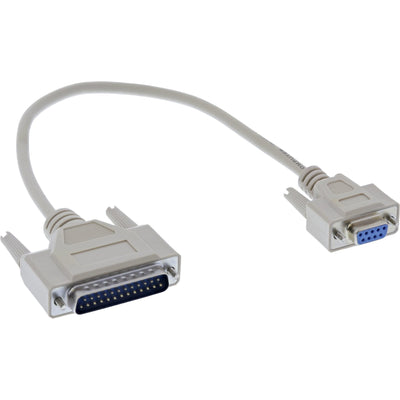 Inline Cable Serie , DB9F a DB25M, Connectors Moldeados, Beige, 0,33M — image 1