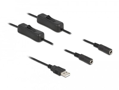Delock USB Cable Typ-a Male a 2 X DC 5,5 X 2,1MM Female 1M — image 1