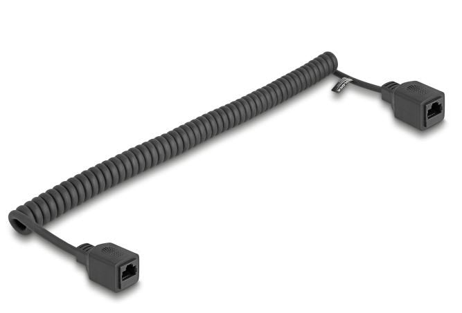 Delock RJ45 Cable Espiral Connector Female a Female CAT.5E UTP 0,8M Up To 2M Black