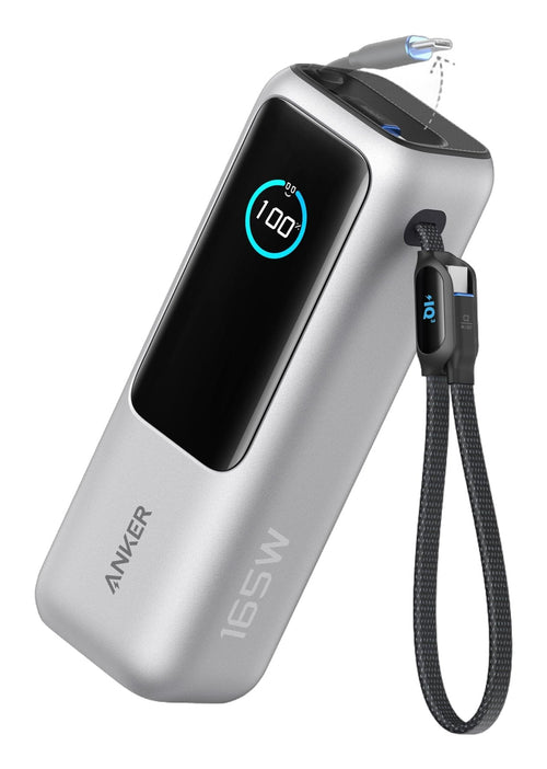 Anker Power Bank 25K 165W Built-in USB C Cable Retractable Silver — image 1
