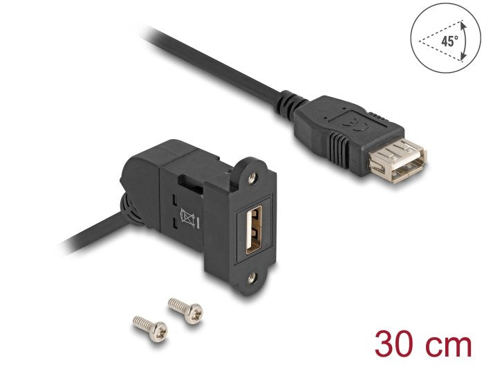 Delock Keystone Módulo USB 2.0 Type a Connector Female Recessed 45° Angulado a Type a Connector Female With 30