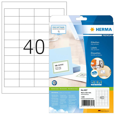 Herma Labels A4 White 48,5X25,4MM Paper Matte 1000 Units — image 1