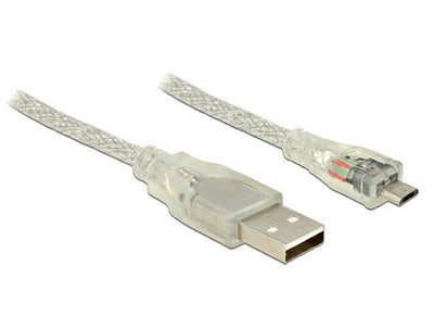 Delock 83902 USB Cable 2.0 Tipo-a Male USB 2.0 Micro-b Male 3M Transparent — image 1