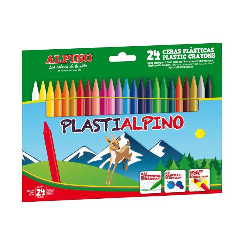 Alpino Ceras Plásticas Plastialpino 115MM No Manchan Case 24 C/Surtidos