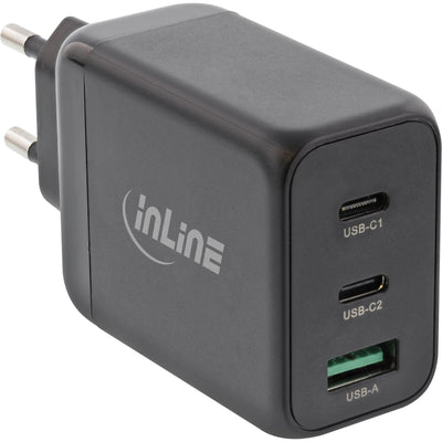 Inline® USB Pd Power Supply, GaN Charger, 3-PORT, Dual USB-C + Usb-a, 65W, Black — image 1